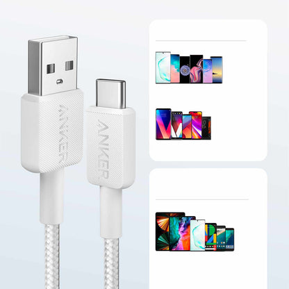 Anker USB-A to USB-C Braided Cable 6ft White