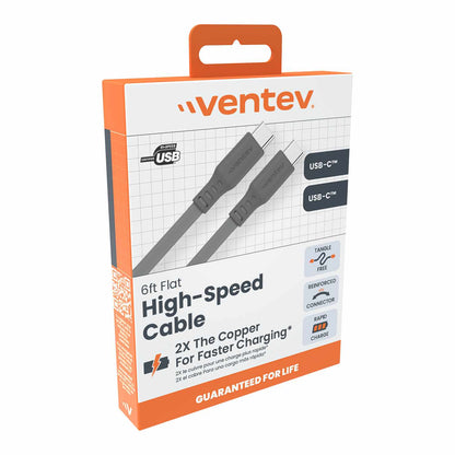 Ventev USB-C to USB-C 6ft Cable Gray