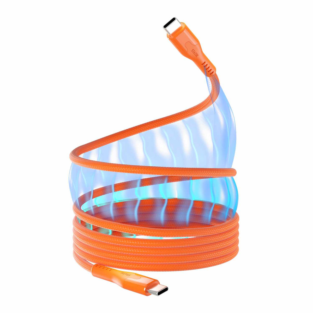 Statik MagStack Pro — Câble de recharge et de synchronisation magnétique USB-C vers USB-C 4 pi orange