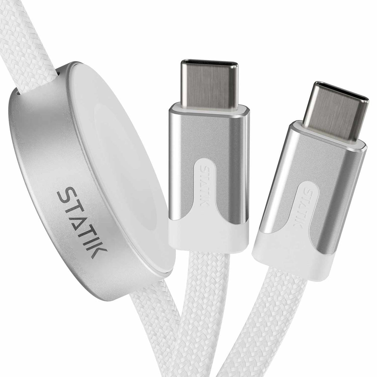 Statik MagStack Duo Apple Watch Charger and Charge/Sync Cable USB-C 5 ft White