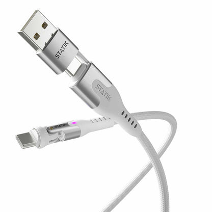 Statik PowerPivot Pro Nylon Braided Charge/Sync Cable USB-C to USB-C 4ft White