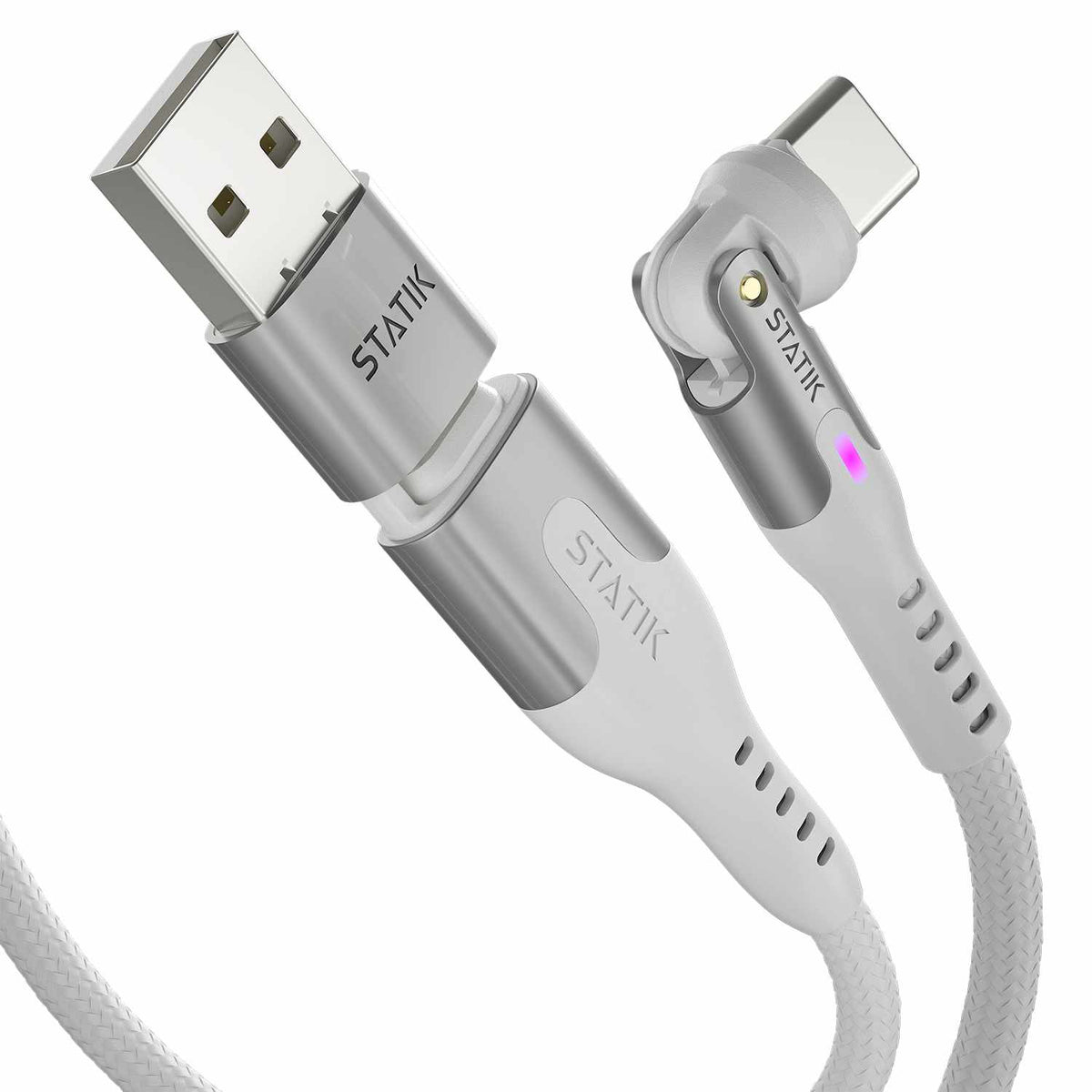 Statik PowerPivot Pro Nylon Braided Charge/Sync Cable USB-C to USB-C 4ft White