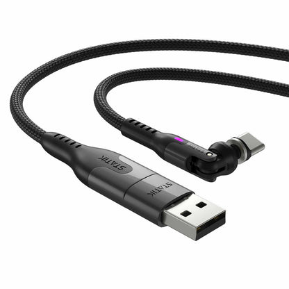 Statik PowerPivot Pro Nylon Braided Charge/Sync Cable USB-C to USB-C 6ft Black