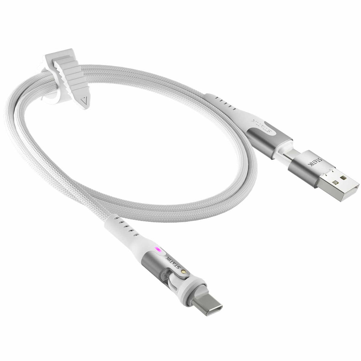 Statik PowerPivot Pro Nylon Braided Charge/Sync Cable USB-C to USB-C 6ft White