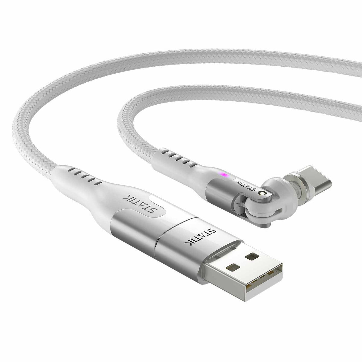 Statik PowerPivot Pro Nylon Braided Charge/Sync Cable USB-C to USB-C 6ft White