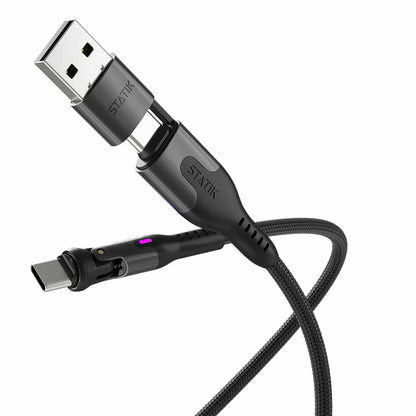 Statik PowerPivot Pro Nylon Braided Charge/Sync Cable USB-C to USB-C 10ft Black