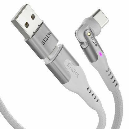 Statik PowerPivot Pro Nylon Braided Charge/Sync Cable USB-C to USB-C 10ft White