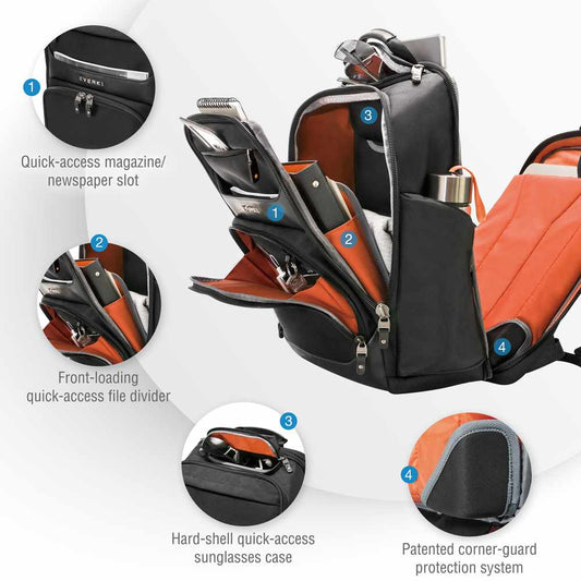 Everki Onyx — Sac à dos pour ordinateur portable adapté aux voyages jusqu’à 17.3 po — noir