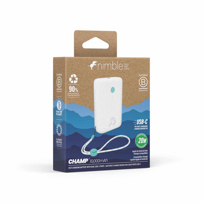 Nimble Champ PD Battery 10,000 mAh 20W 2-Ports USB-C Luna White