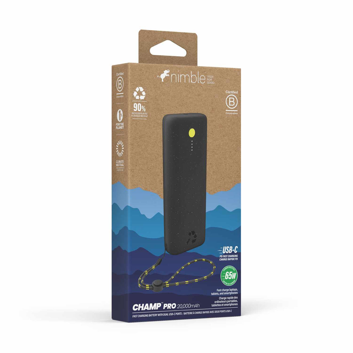 Nimble Champ Pro Portable Charger 20,000 mAh 65W Midnight Black