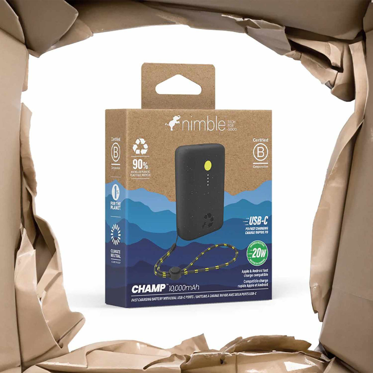 Nimble Champ PD Battery 10,000 mAh 20W 2-Ports USB-C Midnight Black