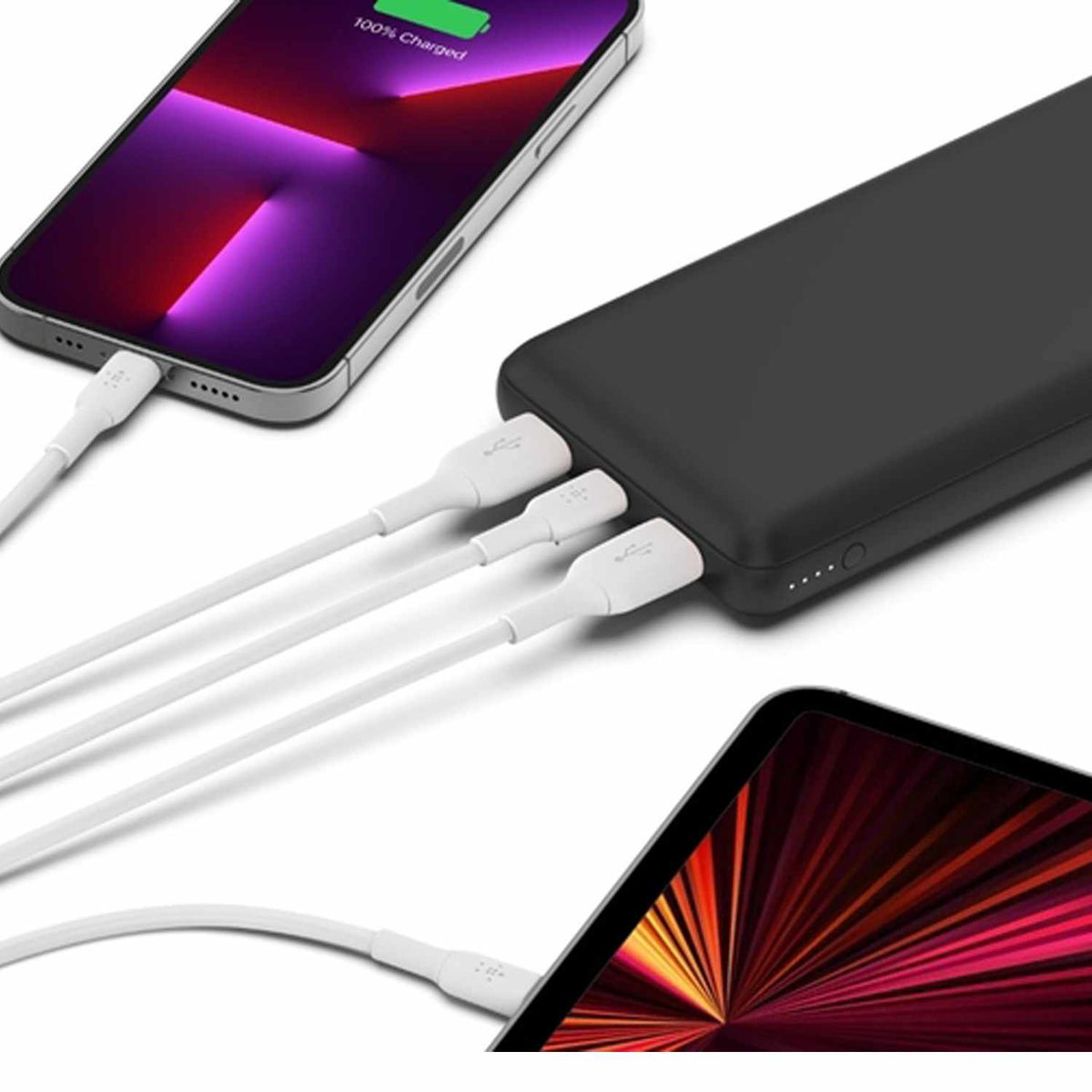 Belkin BoostCharge — Batterie externe 20.000 mAh 3-ports USB-A/USB-C avec Câble USB-A vers USB-C — noir