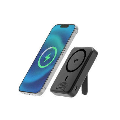 Blu Element Qi2 mince — Batterie externe sans fil avec support 10K — noir