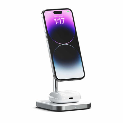 Satechi Qi Aluminum 2-in-1 Magnetic Wireless Charging Stand Space Gray