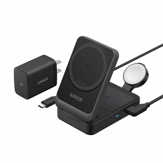 Anker MagGo Qi2 3-en-1 recharge sans fil Station 15W — noir