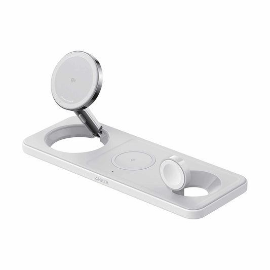 Anker MagGo Qi2 3-en-1 recharge sans fil Station 15W — blanc
