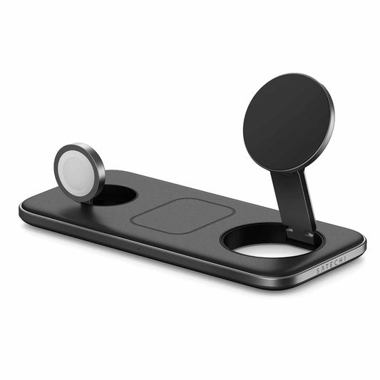 Satechi Qi2 Trio — Station de recharge sans fil Space — gris