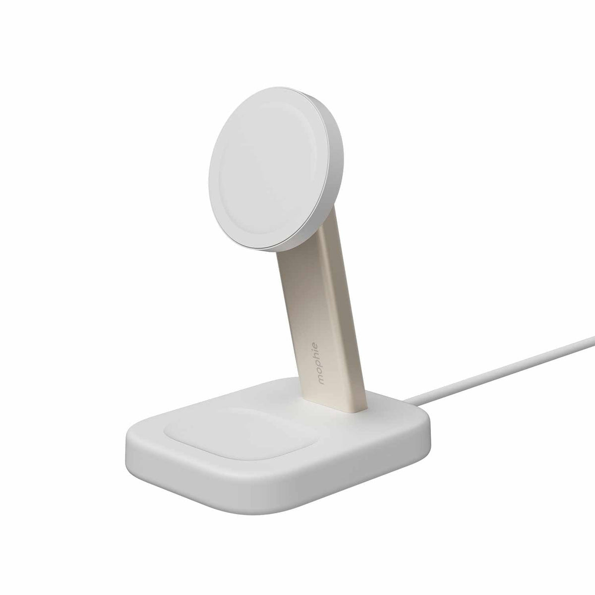 mophie Qi2 2-en-1 — Support de recharge sans fil 15W blanc pour téléphone et Apple AirPods