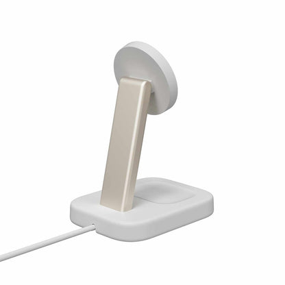 mophie Qi2 2-en-1 — Support de recharge sans fil 15W blanc pour téléphone et Apple AirPods