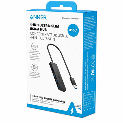 Anker Ultra Slim 4-Port USB 3.0 Data Hub Black