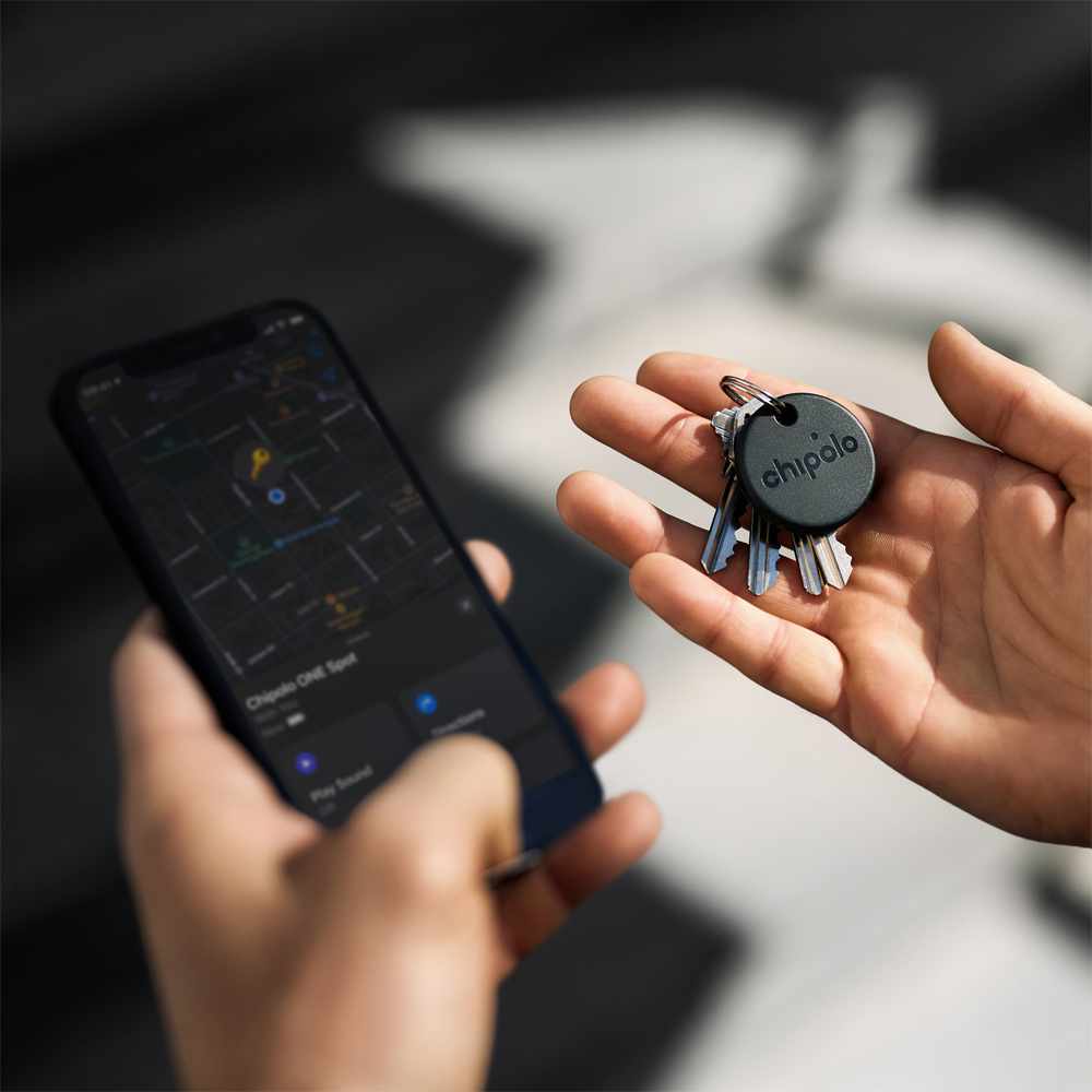 Chipolo ONE Spot 4 Pack Bluetooth Item Finder (Works with the Apple Find My Network) Almost Black