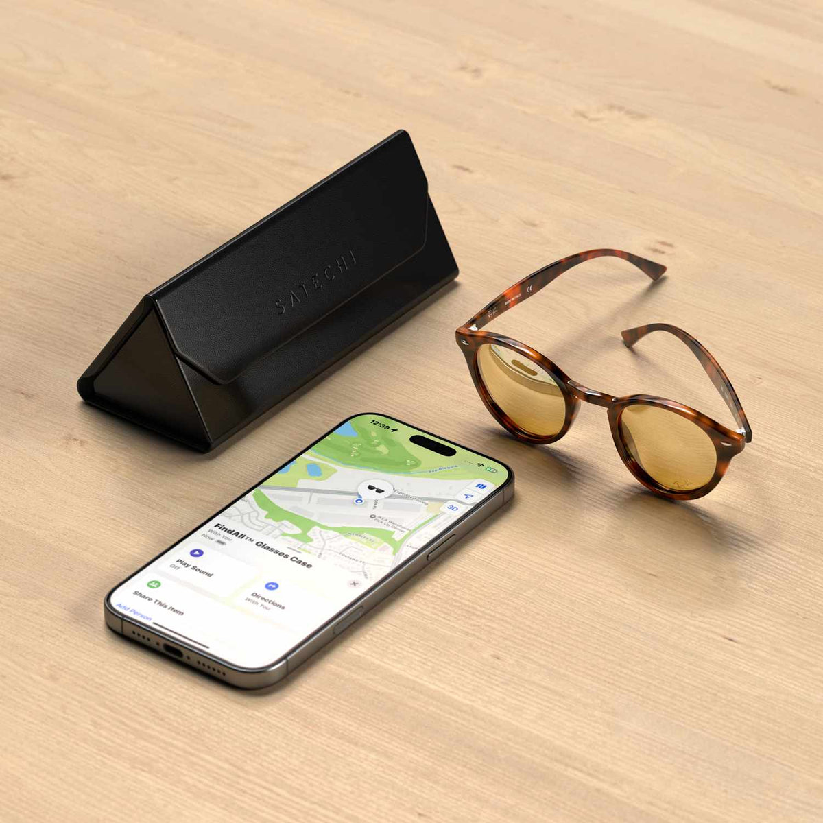 Satechi en cuir végétalien FindAll Glasses — Étui — noir