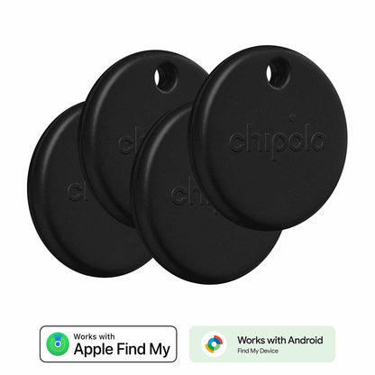Chipolo POP 4 Pack Tracking Tag (Works with Google’s Find My Device or Apple Find My) Black