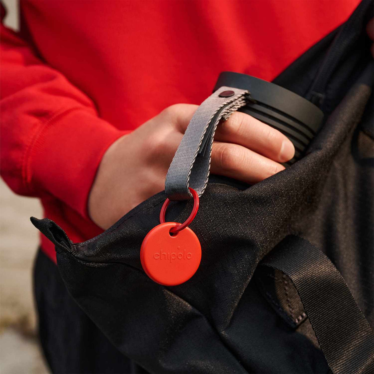 Chipolo POP Tracking Tag (Works with Google’s Find My Device or Apple Find My) Red