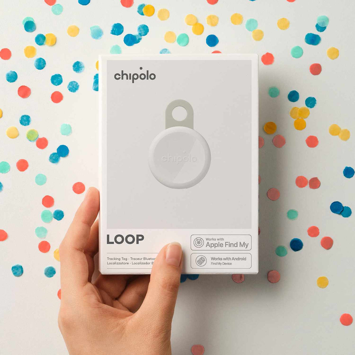 Chipolo LOOP Tracking Tag (Works with Android's Find Hub Device or Apple Find My) Chalk
