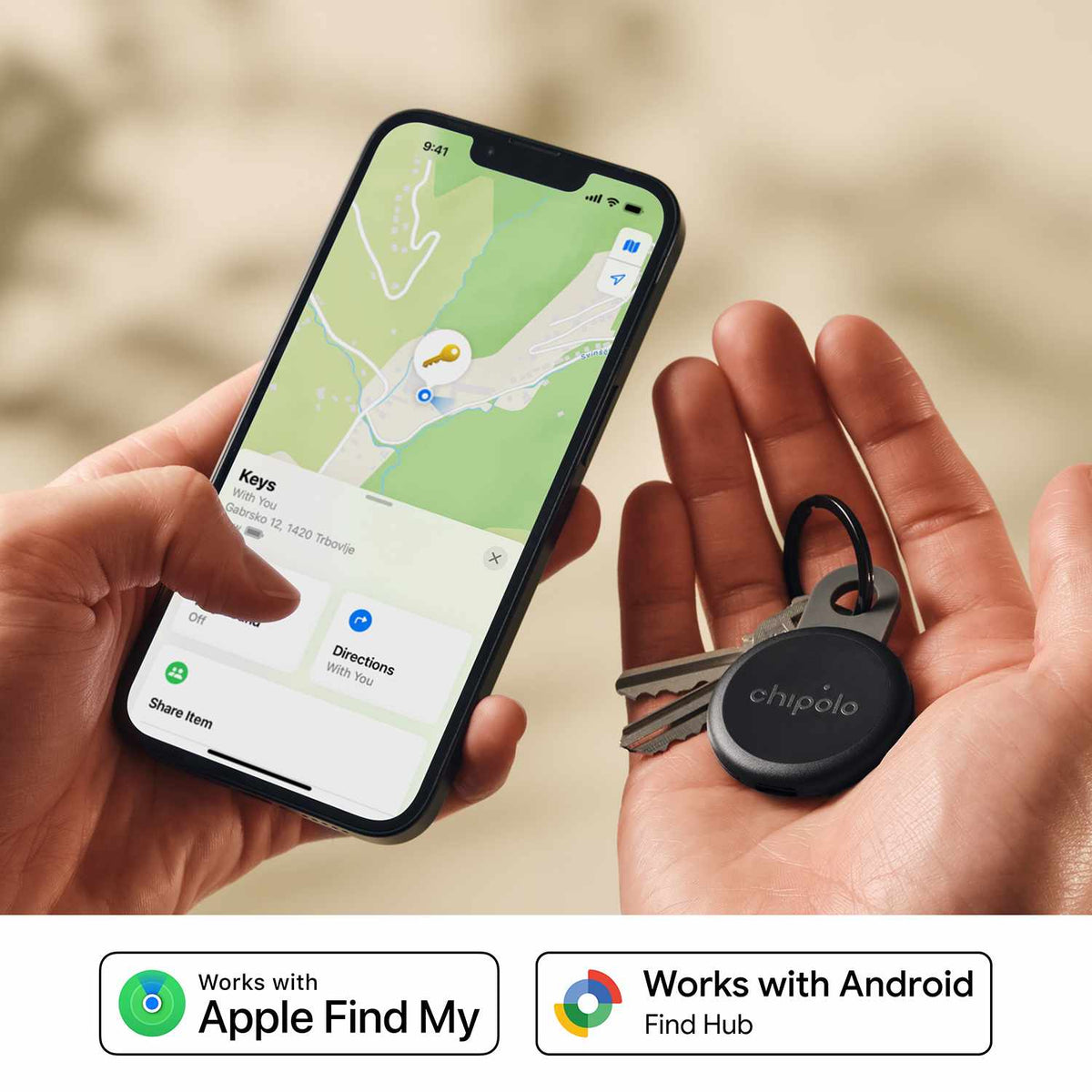 Chipolo LOOP Tracking Tag (Works with Android's Find Hub Device or Apple Find My) Charcoal