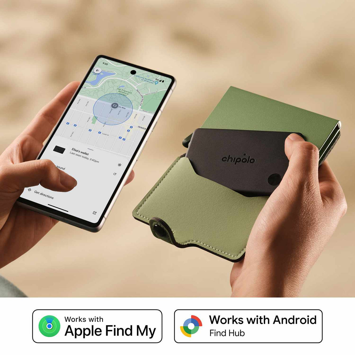 Chipolo CARD Tracking Tag (Works with Android's Find Hub Device or Apple Find My) Charcoal