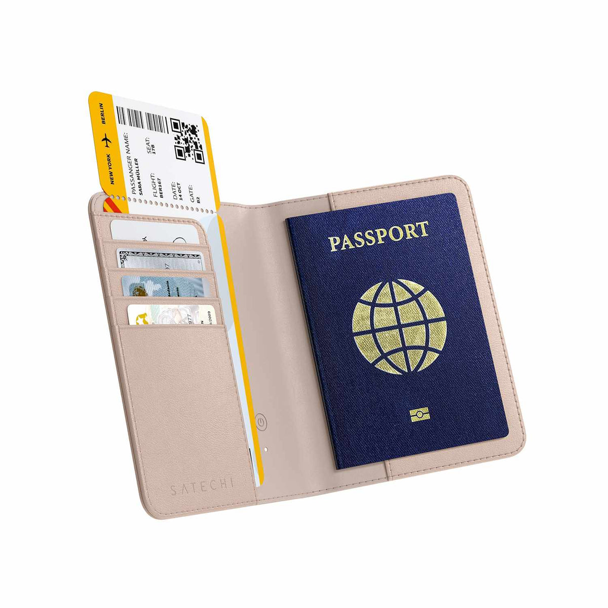 Satechi en cuir végétalien Passport Housse avec Find My Desert Rose