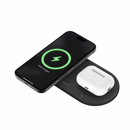 Belkin BoostCharge Qi2 2-en-1 recharge Station 5W avec USB-C port — noir