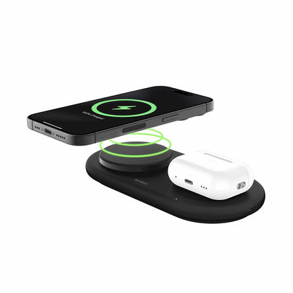 Belkin BoostCharge Qi2 2-en-1 recharge Station 5W avec USB-C port — noir