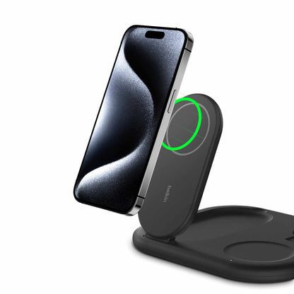 Belkin BoostCharge Qi2 3-en-1 — Support de recharge sans fil 15 W — noir
