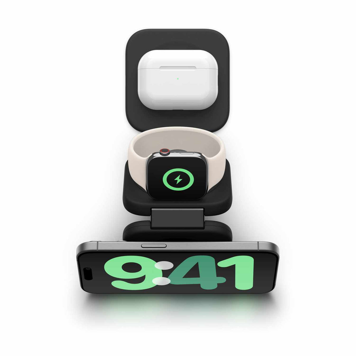 Belkin BoostCharge Pro Qi2 3-en-1 Travel — Station de recharge sans fil 15W — noir