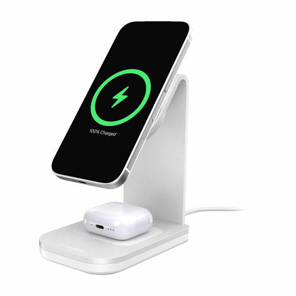 OtterBox Qi2 2-en-1 — Support de recharge sans fil 25W — blanc