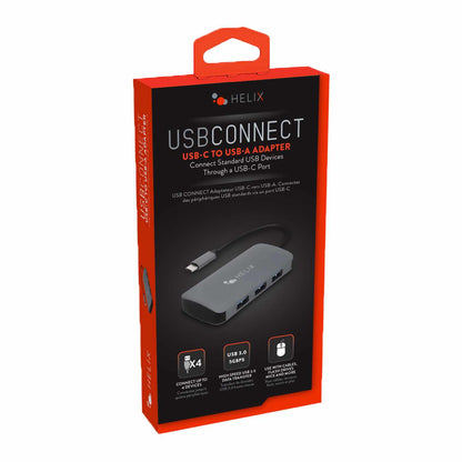 Helix/Retrak USB-C vers 4-port USB-A — Concentrateur — noir
