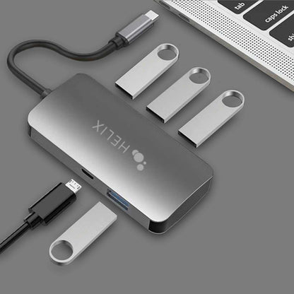 Helix/Retrak USB-C vers 4-port USB-A — Concentrateur — noir