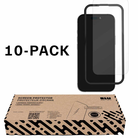 Blu Element Tempered Glass Screen Protector BULK 10-Pack for iPhone 16/15