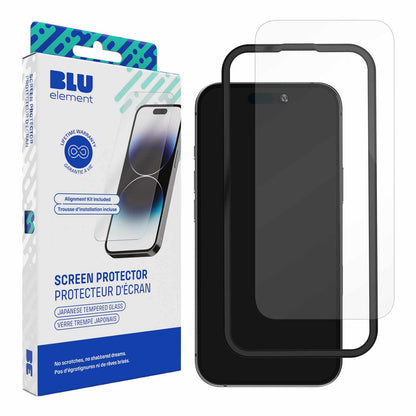 Blu Element — Protecteur d’écran en verre trempé avec trousse d’installation pour iPhone 16 Pro
