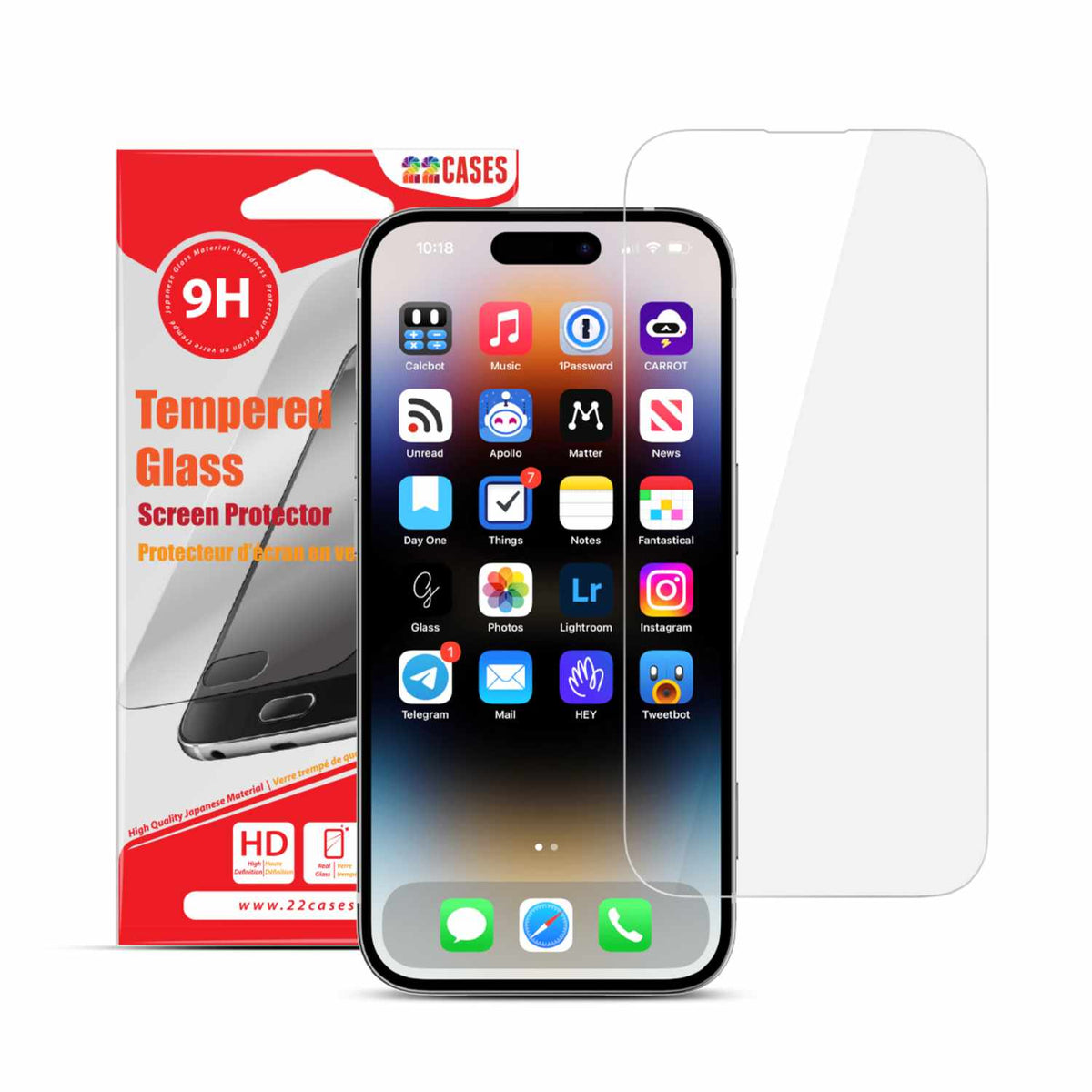 22 Cases — Protecteur d’écran en verre trempé pour iPhone 16 Pro Max