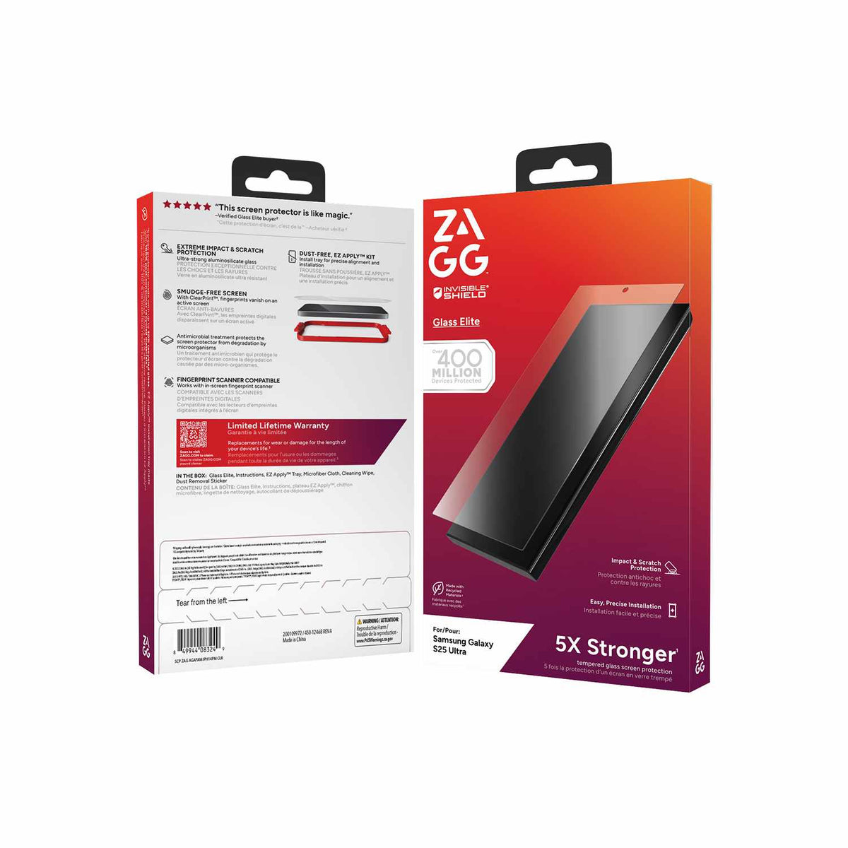ZAGG InvisibleShield Glass Elite Biometric Screen Protector for Samsung Galaxy S25 Ultra