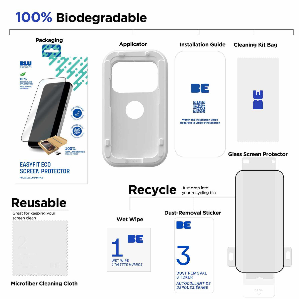 Blu Element EasyFit Eco Screen Protector for iPhone 17 Pro Max/iPhone 16 Pro Max
