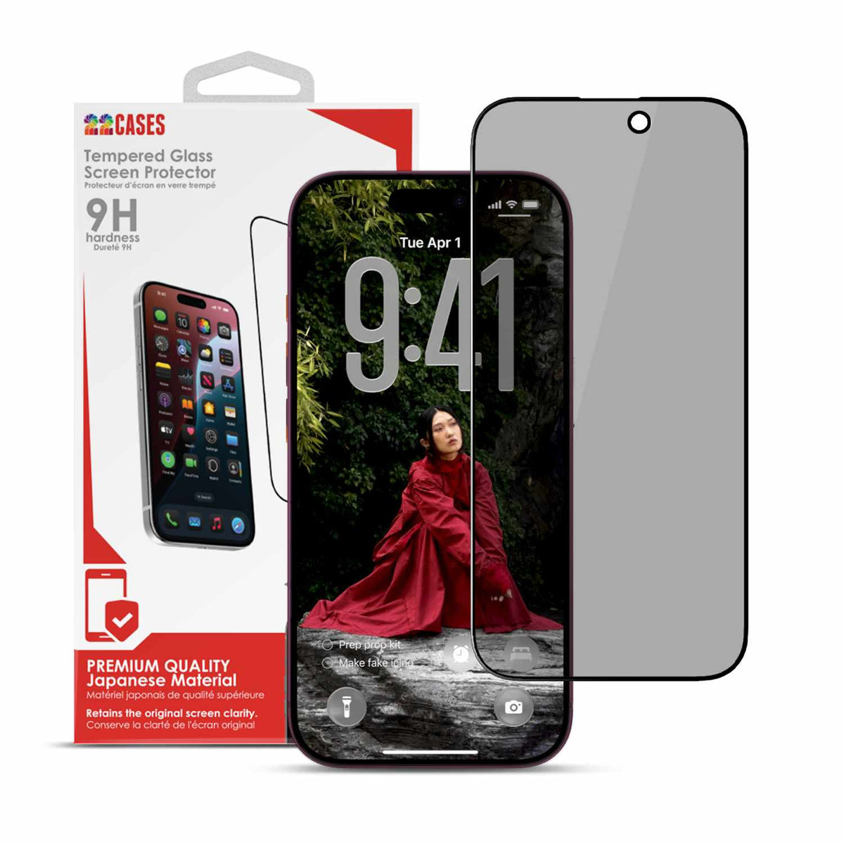 22 Cases — Protecteur d’écran en verre de confidentialité à bord incurvé 2.5D pour iPhone 18 Pro
