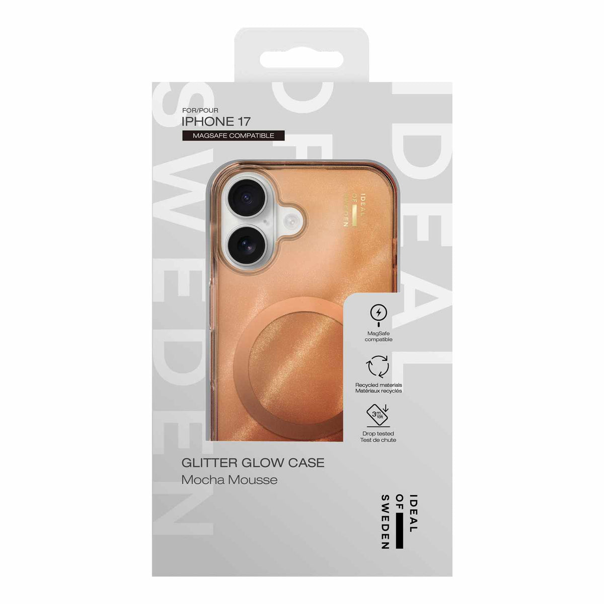 Ideal of Sweden Glitter Glow — Étui MagSafe pour iPhone 17 — Mocha Mousse