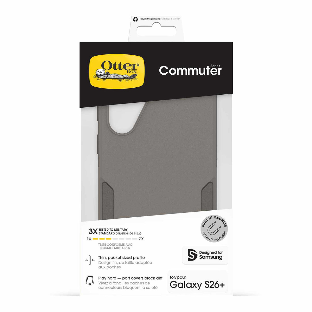 OtterBox Commuter — Étui avec aimants pour Samsung Galaxy S26+ — gris Comfor Samsungt