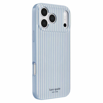 Kate Spade — Étui protecteur MagSafe pour iPhone 18 Pro/17 Pro — Stripe Diamond bleu