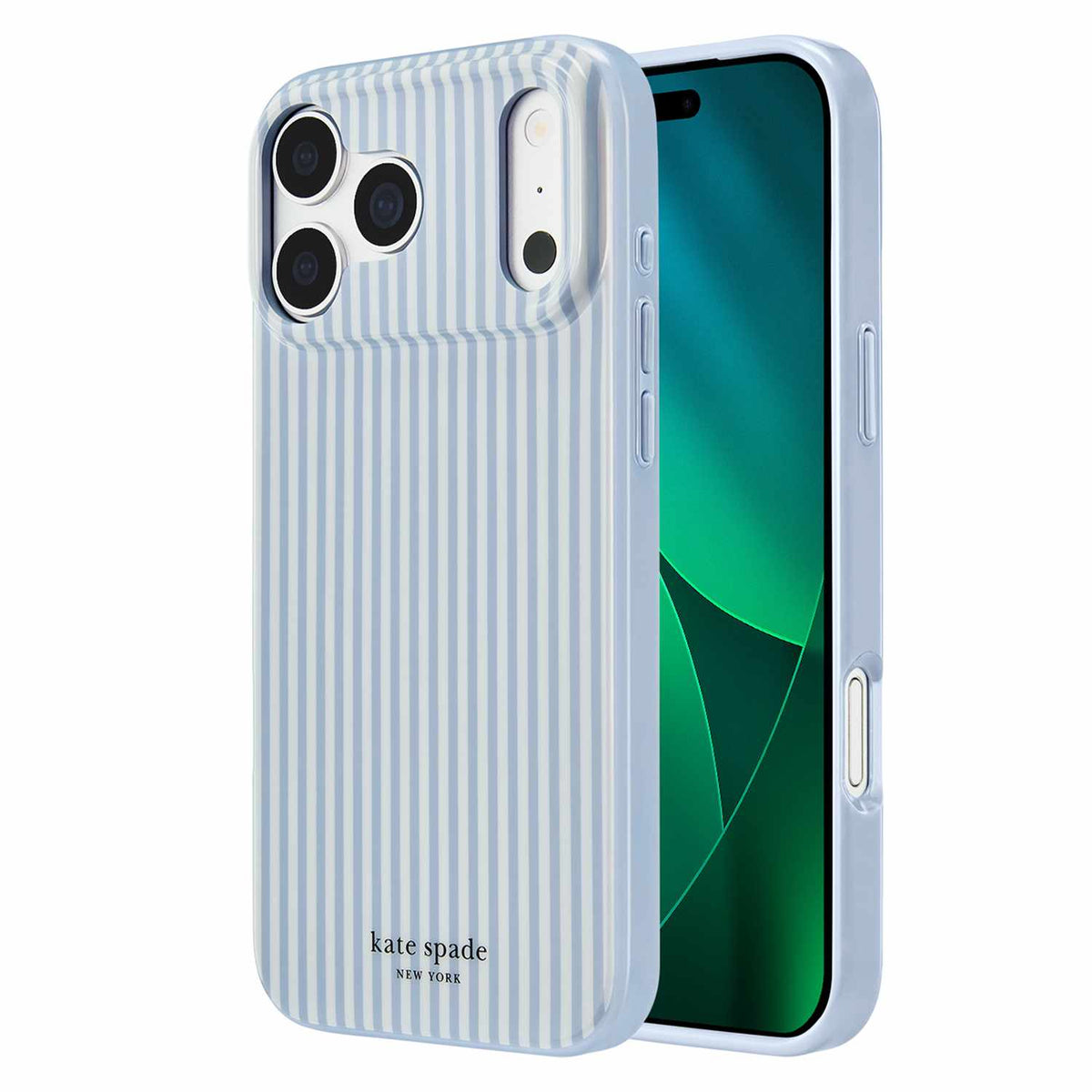 Kate Spade — Étui protecteur MagSafe pour iPhone 18 Pro/17 Pro — Stripe Diamond bleu