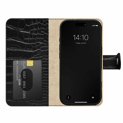 Ideal of Sweden Magnet Wallet MagSafe Case Black Croco for iPhone 18 Pro Max/17 Pro Max